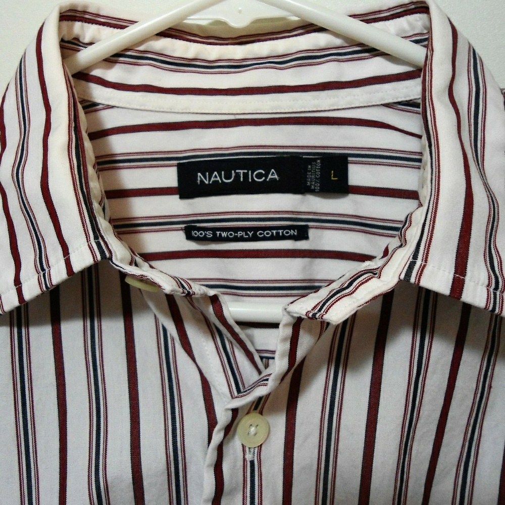 Nautica Large Striped Button Up Long Sleeve